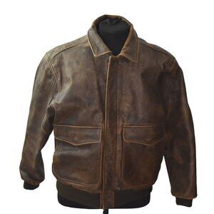 Vintage Aeropostale Leather Bomber Jacket Size 42 Made In Taiwan